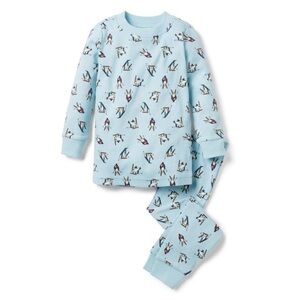 Janie and Jack Blue Skiing Penguins Print Pajamas Set 4 Christmas Cabin Core